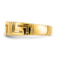 14k Greek Key Band w/ Tapered Shank Ring-R889