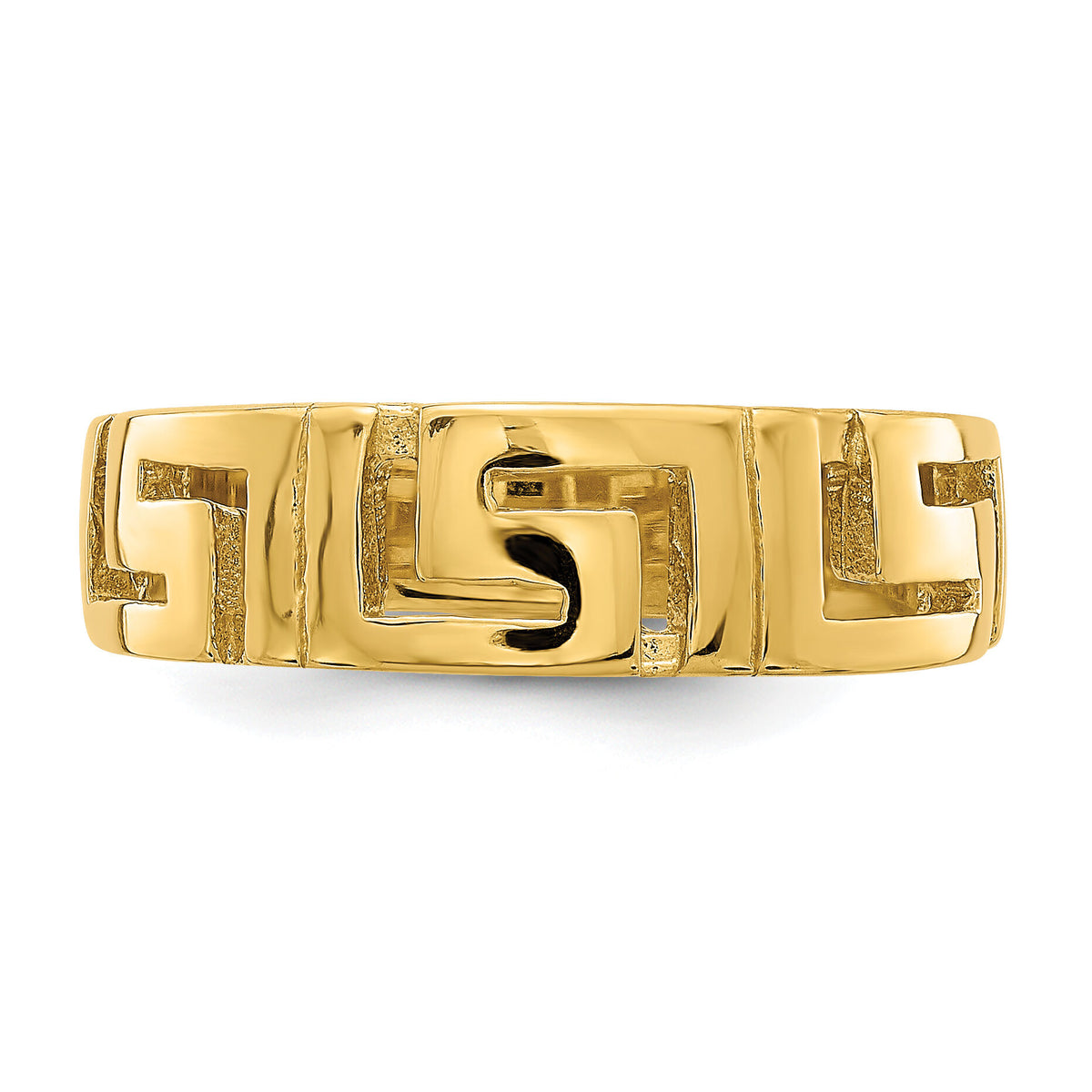14k Greek Key Band w/ Tapered Shank Ring-R889
