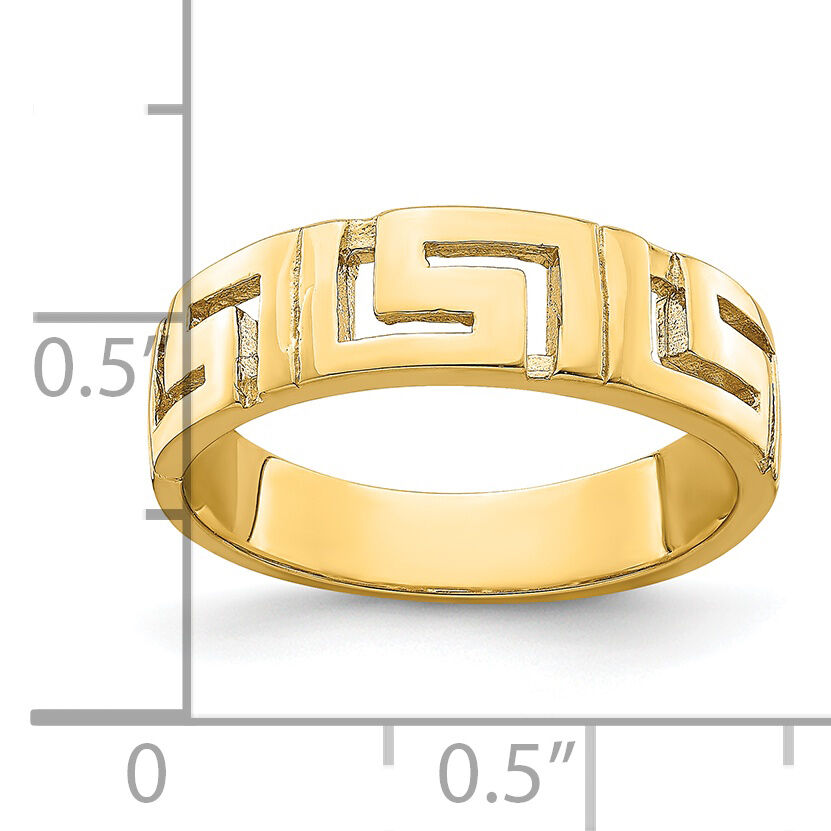 14k Greek Key Band w/ Tapered Shank Ring-R889