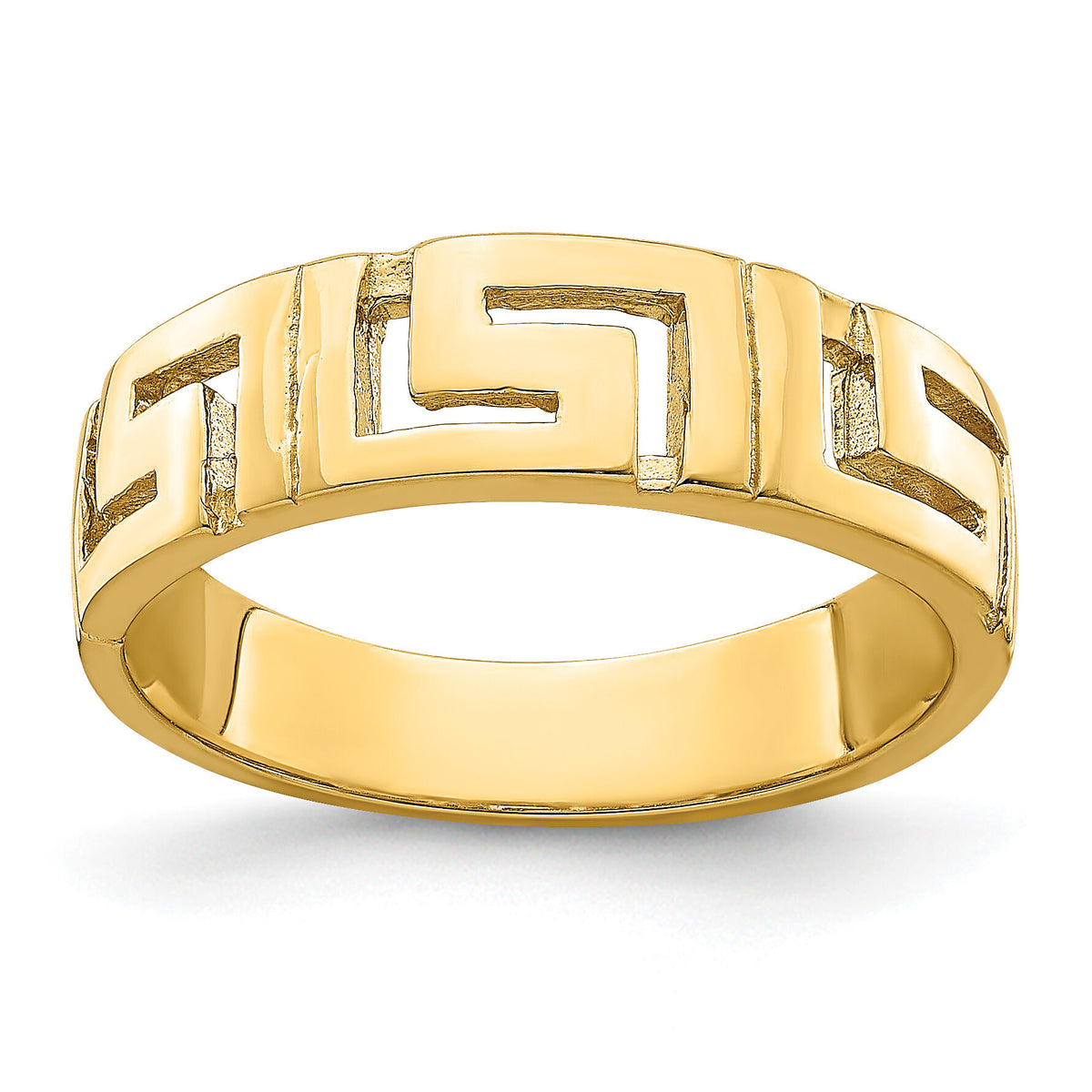 14k Greek Key Band w/ Tapered Shank Ring-R889