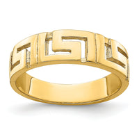 14k Greek Key Band w/ Tapered Shank Ring-R889