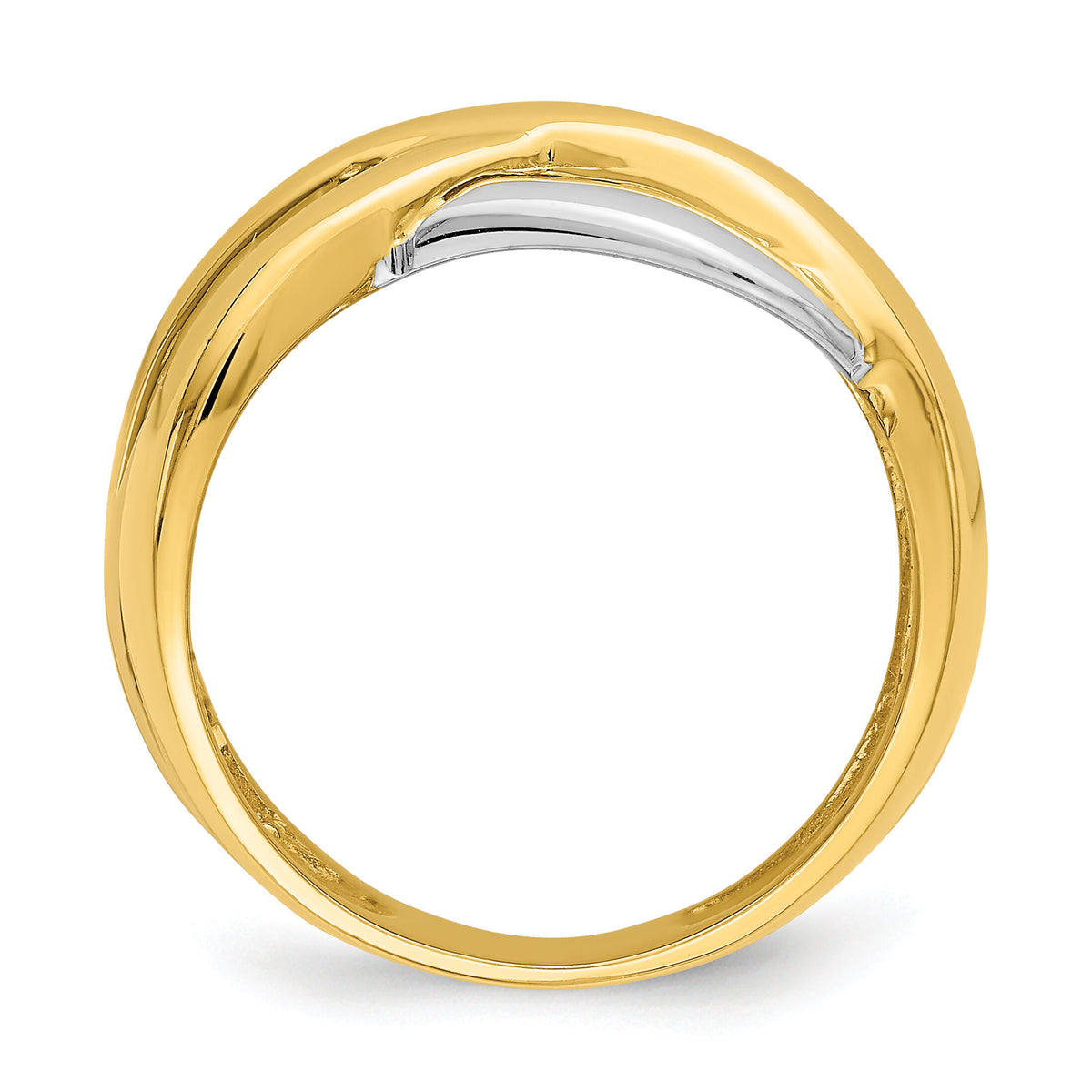 14k Two-tone Cross-Cross Design Ring-R891