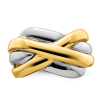 14k Two-tone Cross-Cross Design Ring-R891