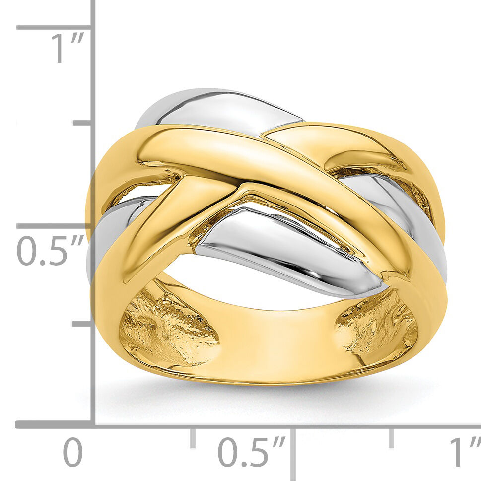 14k Two-tone Cross-Cross Design Ring-R891