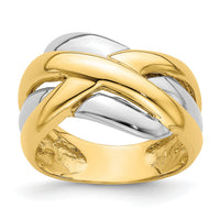 14k Two-tone Cross-Cross Design Ring-R891