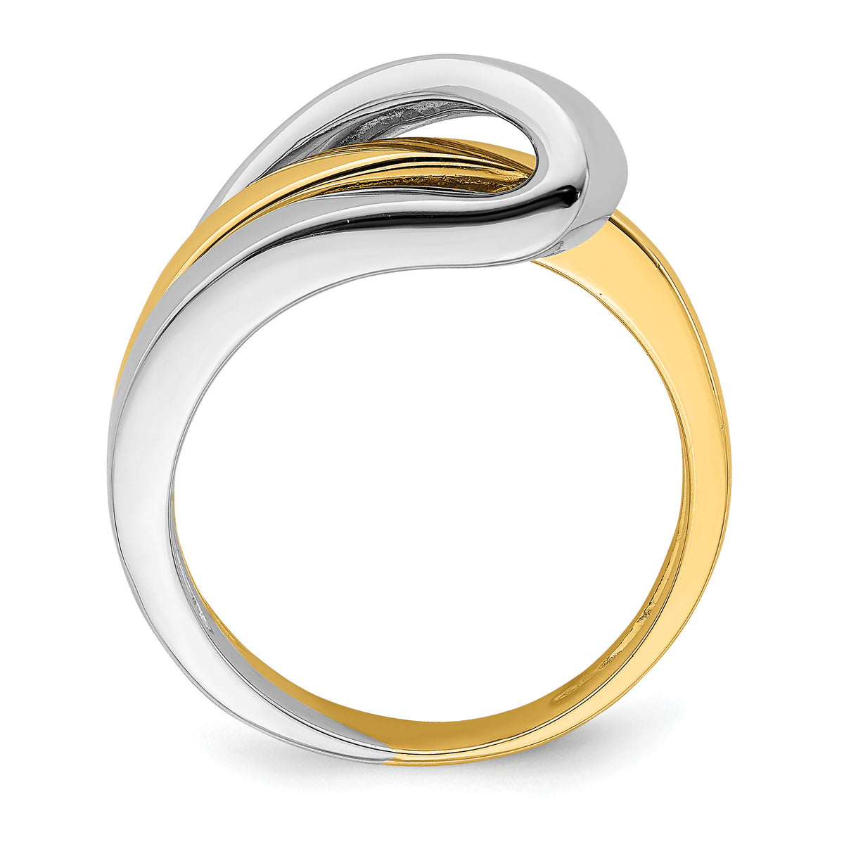 14k Two-Tone Polished w/ Folded Design Band-R897