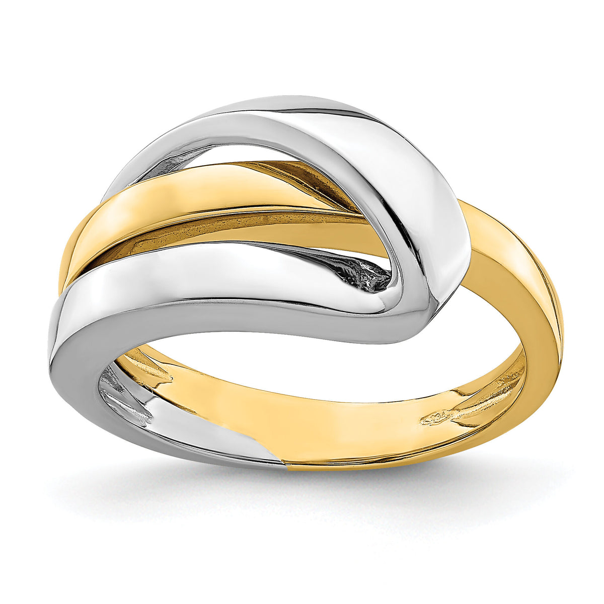 14k Two-Tone Polished w/ Folded Design Band-R897