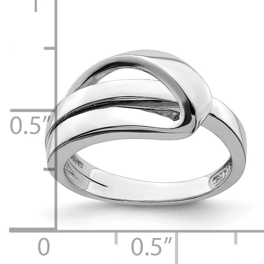 14K White Gold Polished W/ Folded Design Band-R897W