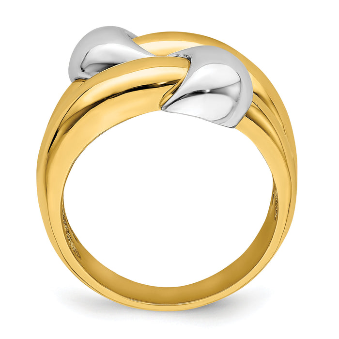14K Two-Tone Polished Knot Dome Band-R906