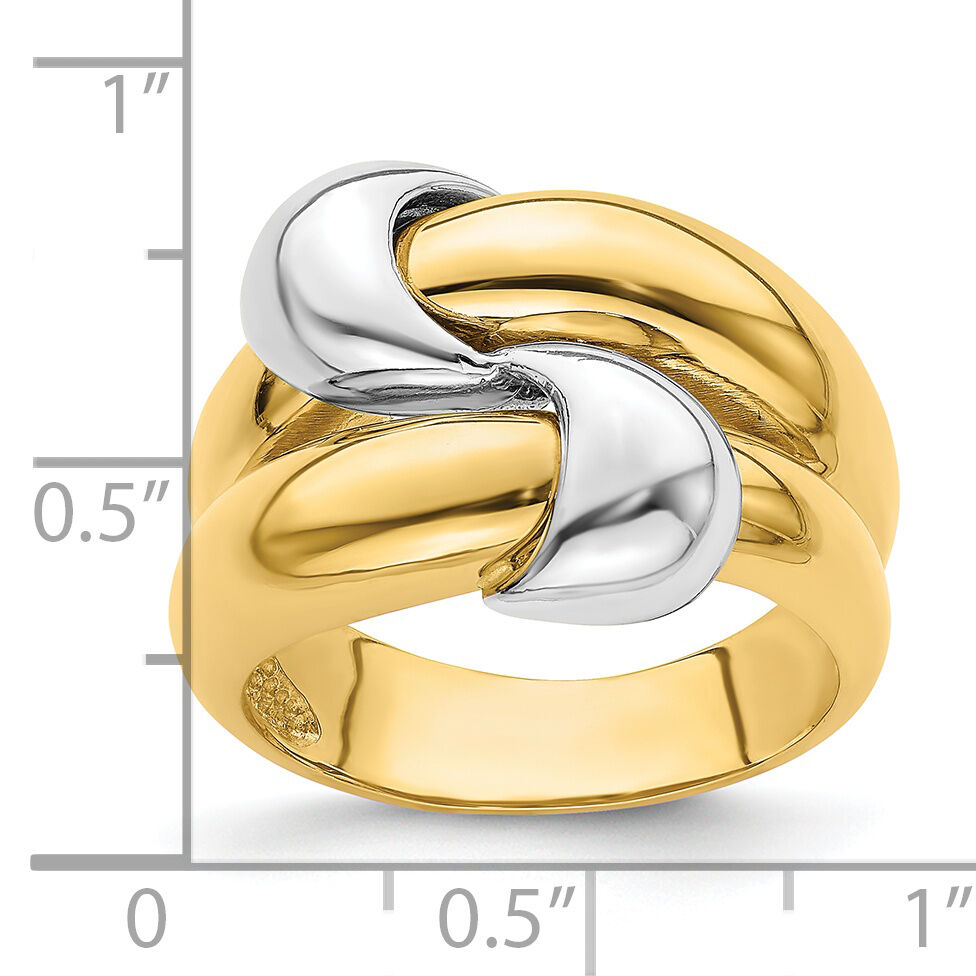 14K Two-Tone Polished Knot Dome Band-R906