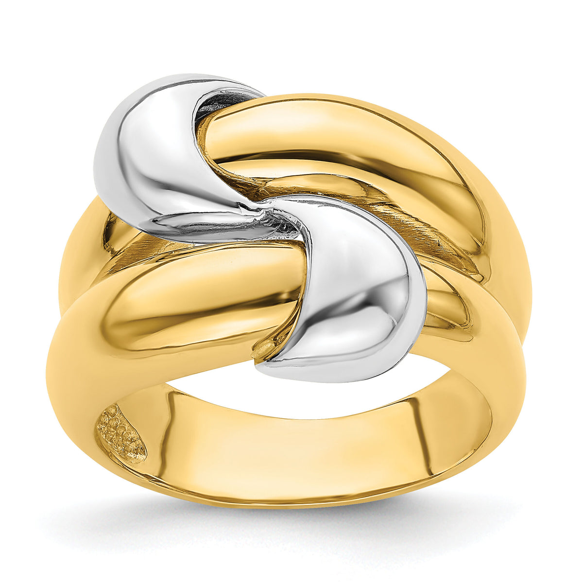 14K Two-Tone Polished Knot Dome Band-R906