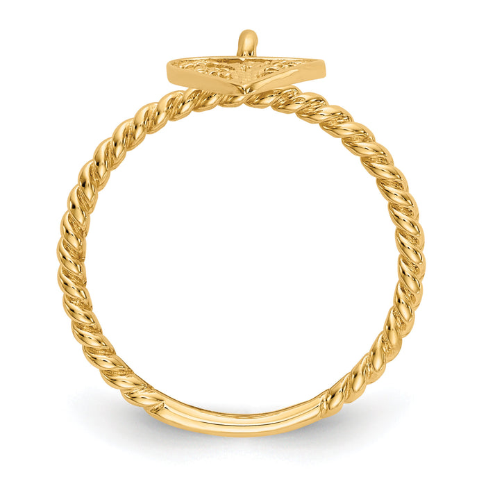 14k Dangle Heart Ring-R91