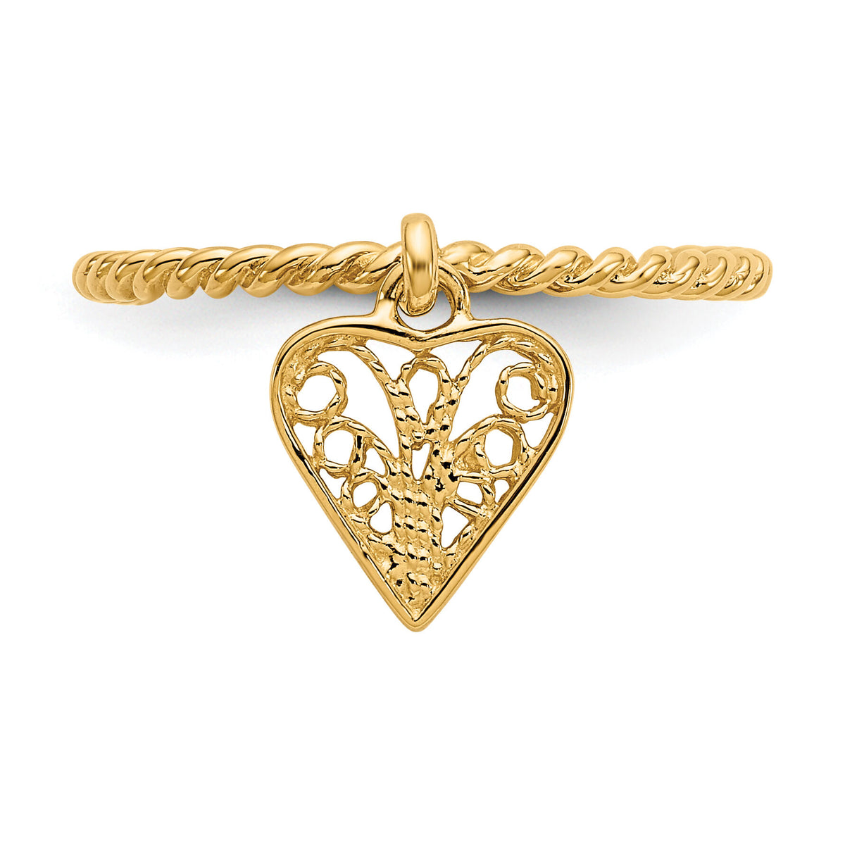 14k Dangle Heart Ring-R91