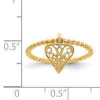 14k Dangle Heart Ring-R91