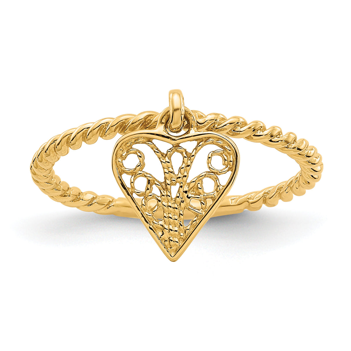 14k Dangle Heart Ring-R91