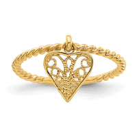 14k Dangle Heart Ring-R91