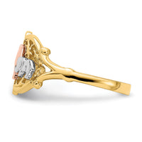 14k Two-Tone w/ White RH Two Elephants Ring-R924