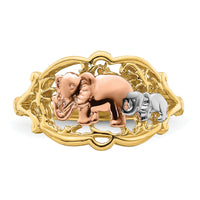 14k Two-Tone w/ White RH Two Elephants Ring-R924