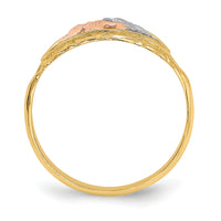 14k Two-tone w/White Rhodium Two Elephants Ring-R925