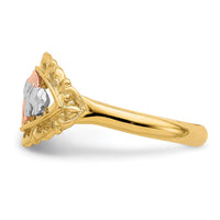 14k Two-tone w/White Rhodium Two Elephants Ring-R925