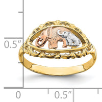 14k Two-tone w/White Rhodium Two Elephants Ring-R925