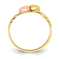 14k Two-Tone Two Hearts Ridged Band-R928