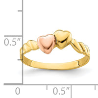 14k Two-Tone Two Hearts Ridged Band-R928