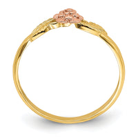 14k Two Tone D/C Leaves w/ Flower Ring-R933