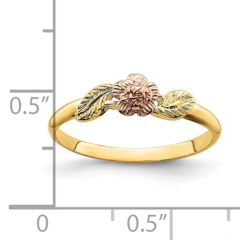 14k Two Tone D/C Leaves w/ Flower Ring-R933
