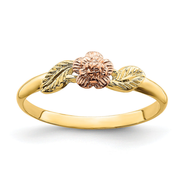 14k Two Tone D/C Leaves w/ Flower Ring-R933