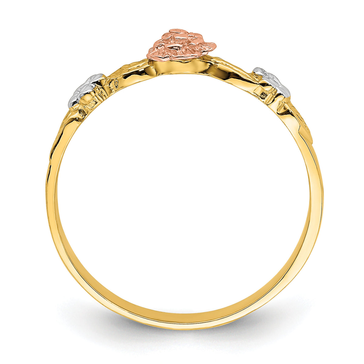 14k Two-Tone w/White Rhodium Flower Ring-R935