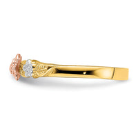 14k Two-Tone w/White Rhodium Flower Ring-R935