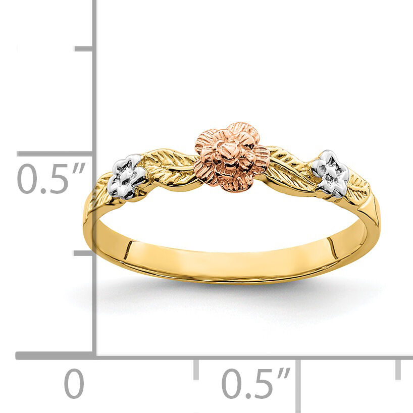 14k Two-Tone w/White Rhodium Flower Ring-R935