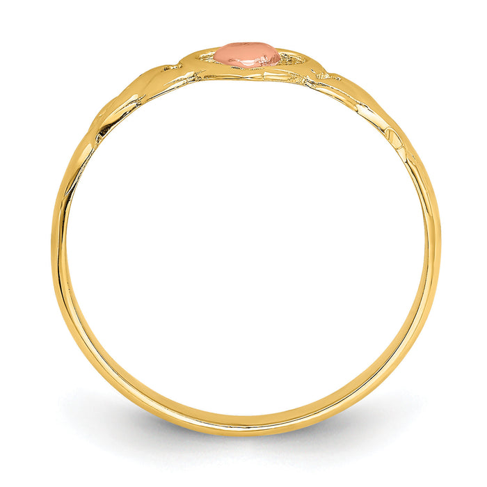 14k Two-Tone Polished Hearts Ring-R936