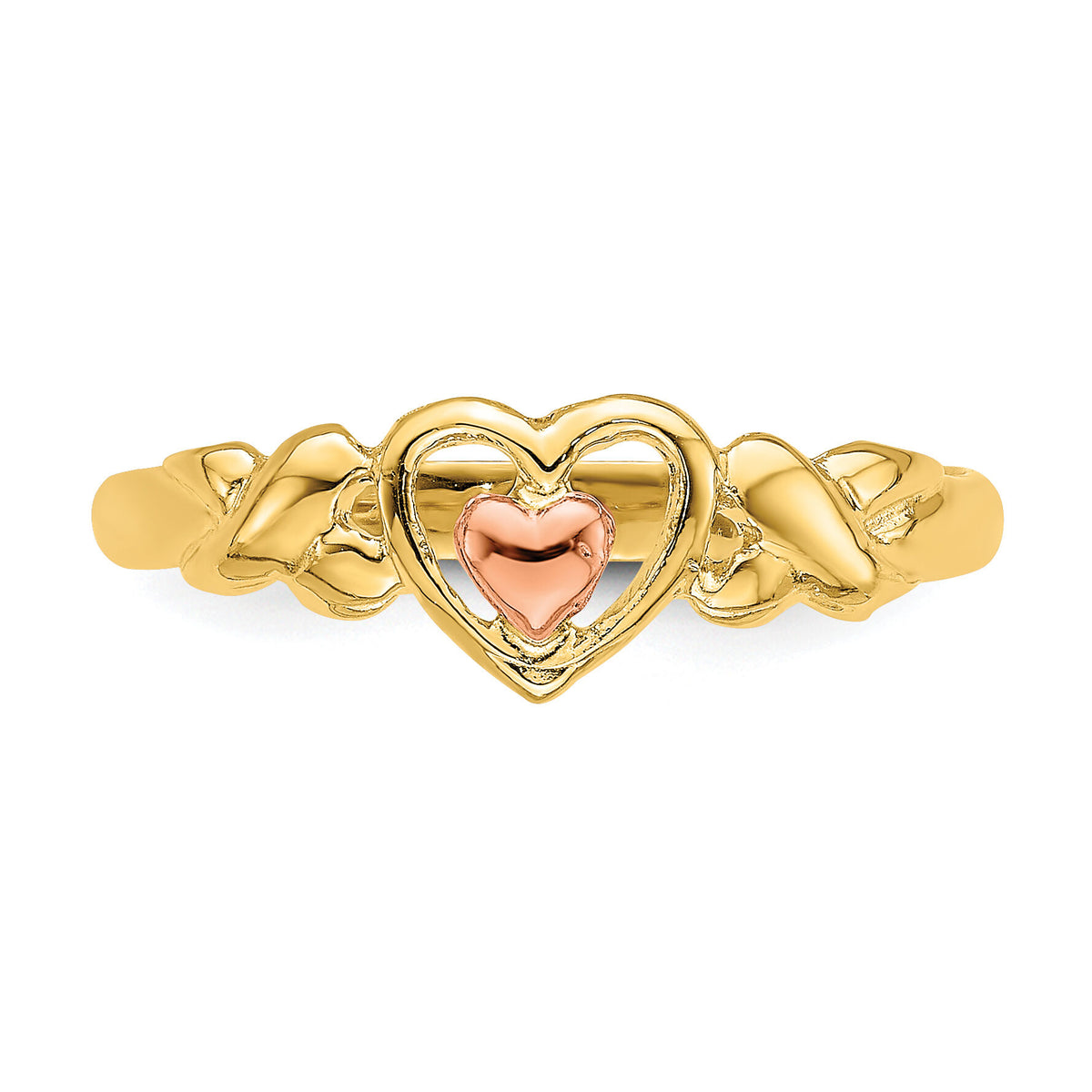 14k Two-Tone Polished Hearts Ring-R936