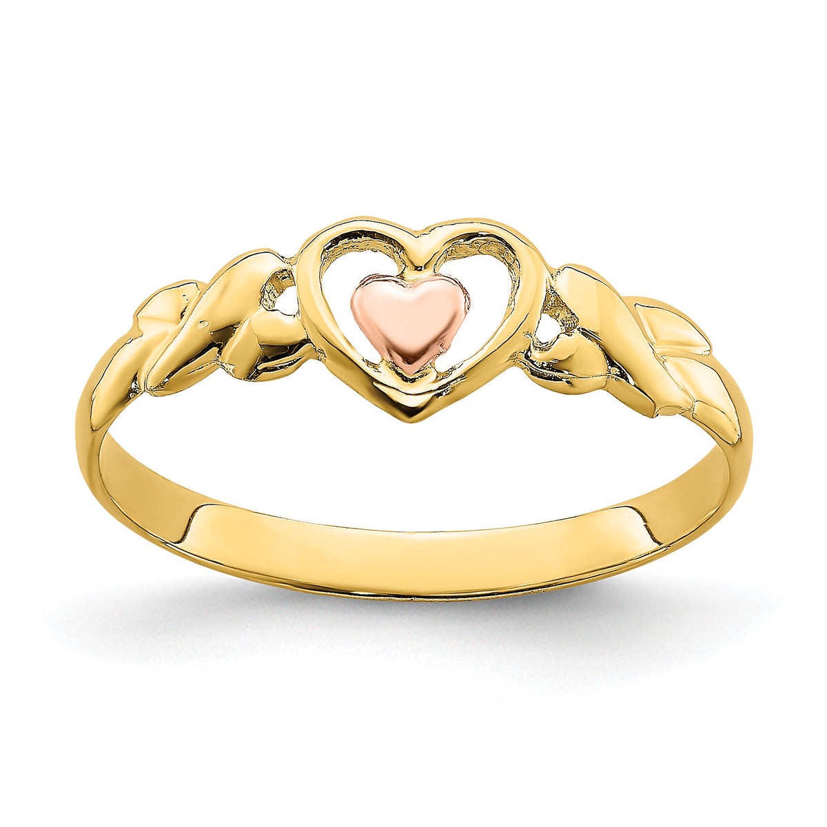 14k Two-Tone Polished Hearts Ring-R936
