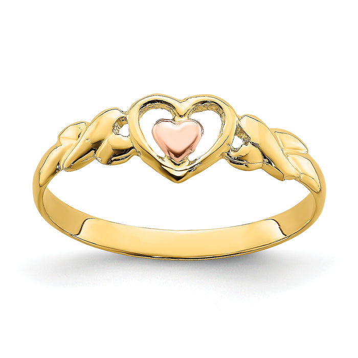 14k Two-Tone Polished Hearts Ring-R936