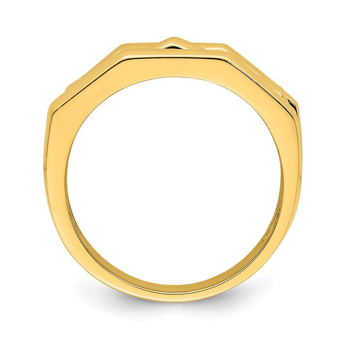 14k Polished Three Ridged Dome Ring-R943