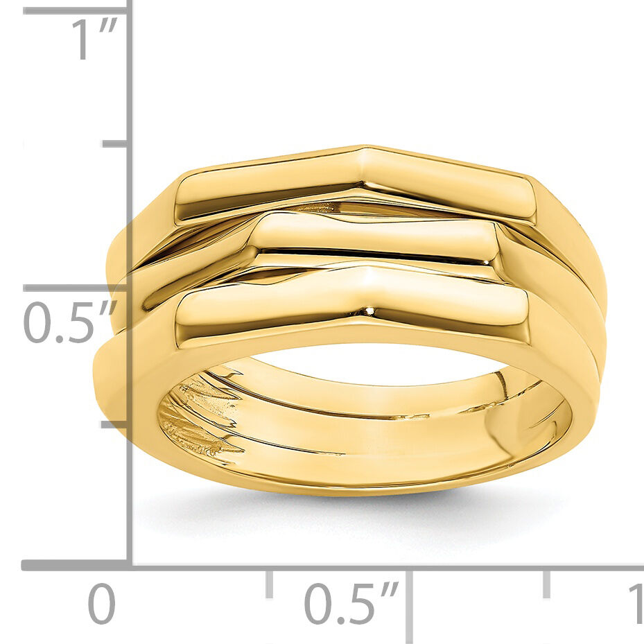 14k Polished Three Ridged Dome Ring-R943
