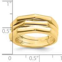14k Polished Three Ridged Dome Ring-R943