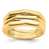 14k Polished Three Ridged Dome Ring-R943