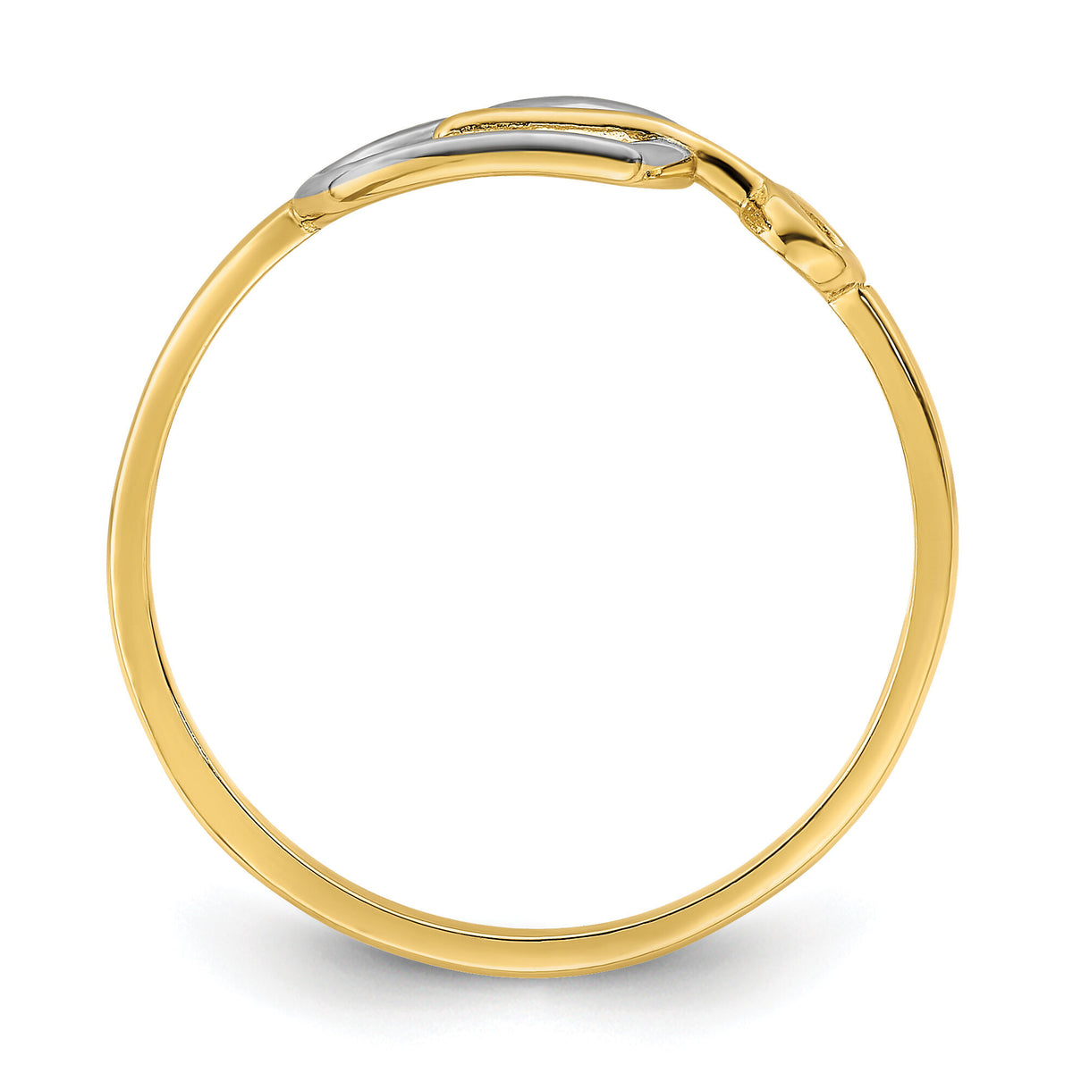 14k w/Rhodium Heart and Key Ring-R948