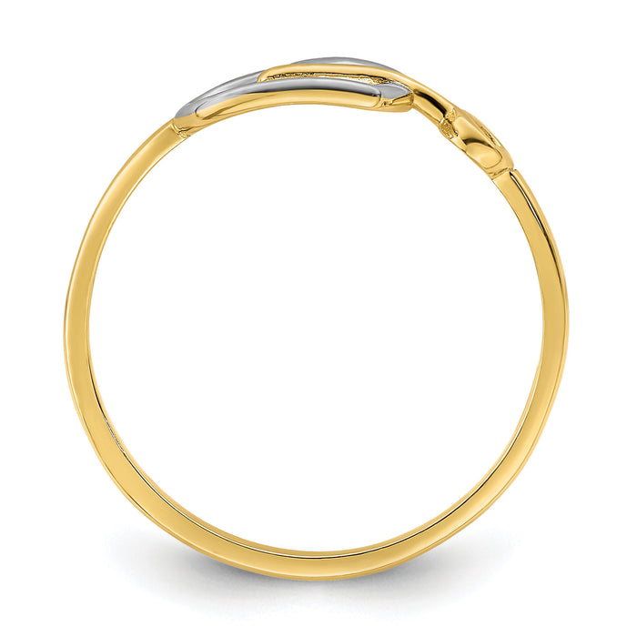 14k w/Rhodium Heart and Key Ring-R948