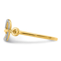 14k w/Rhodium Heart and Key Ring-R948