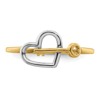 14k w/Rhodium Heart and Key Ring-R948