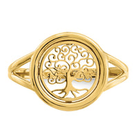 14k Polished Tree of Life in Circle Ring-R949