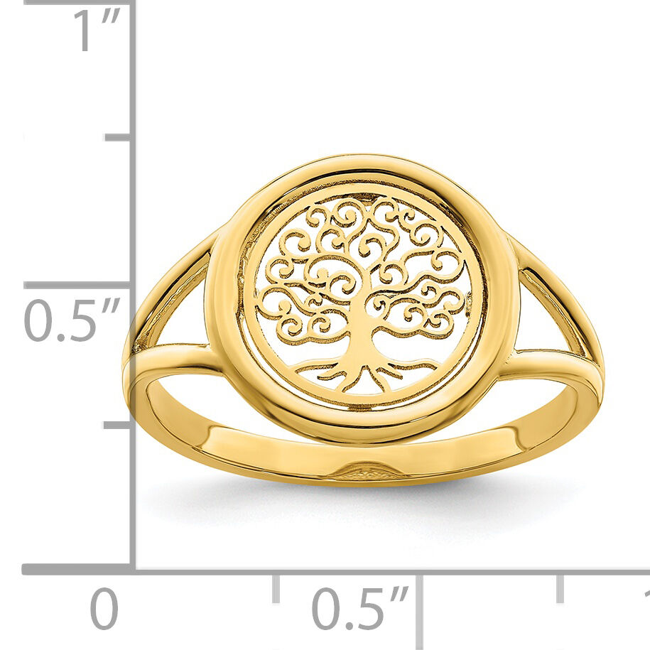 14k Polished Tree of Life in Circle Ring-R949