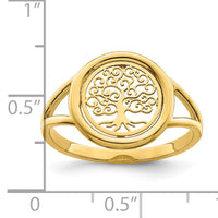 14k Polished Tree of Life in Circle Ring-R949