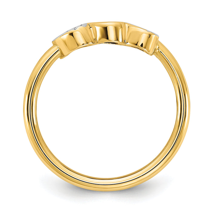 14K & White Rhodium D/C Hearts Ring-R953