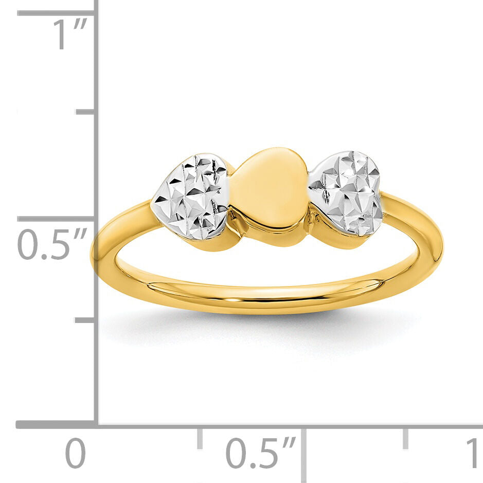 14K & White Rhodium D/C Hearts Ring-R953